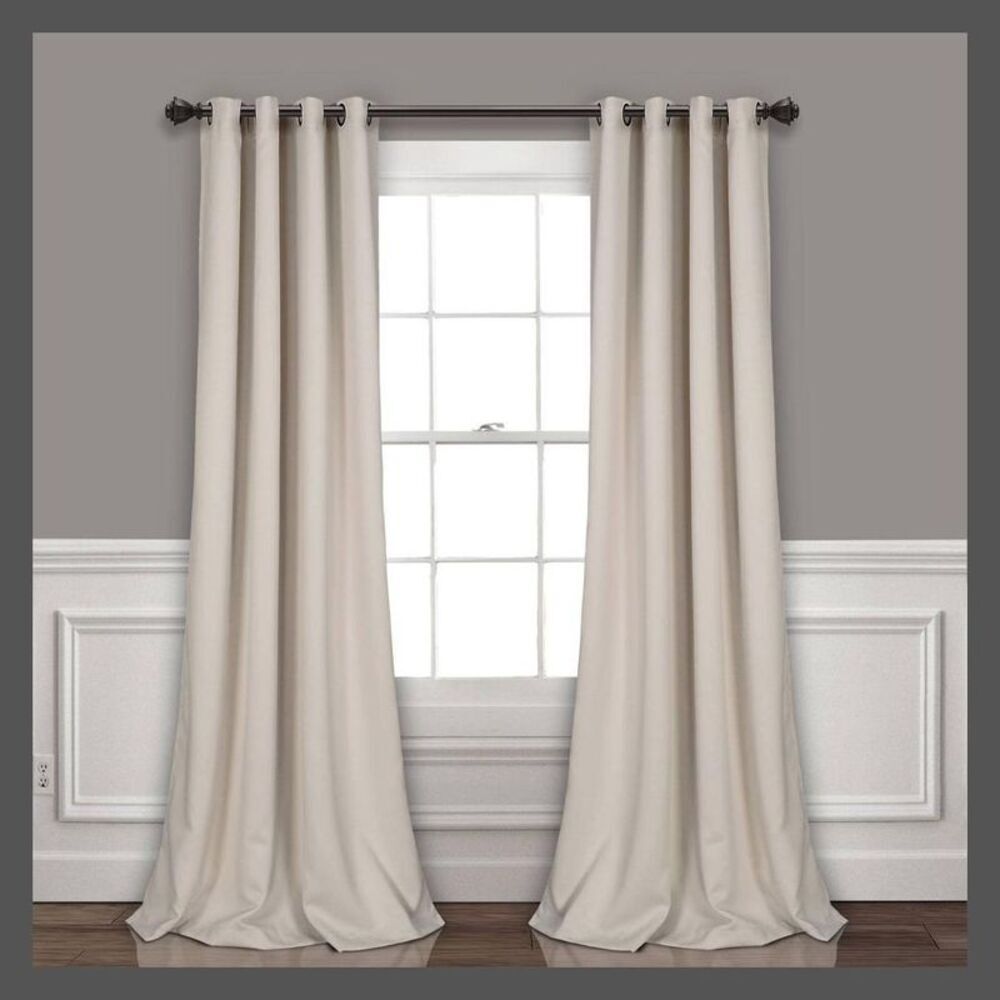 Lush Decor - Set of 2 108"x52" Grommet Top Insulated Blackout W Beige